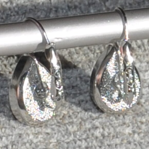 Myka Nina Teardrop White Opal Swarovski Crystal Bright Rhodium Earring - Picture 3 of 4